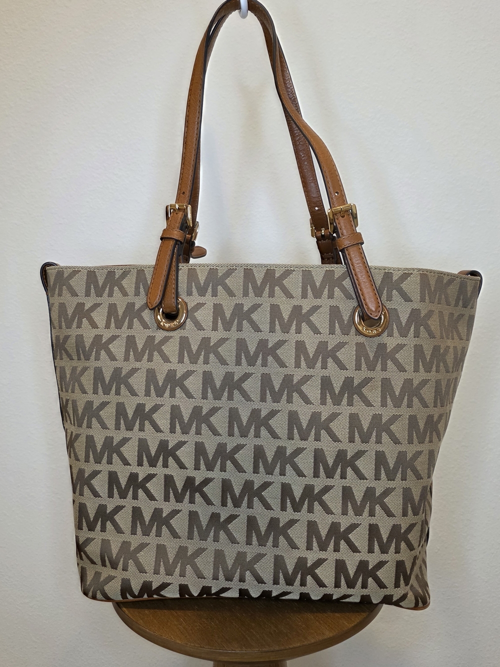 Michael Kors Signature MK Logo Tote Bag in Brown